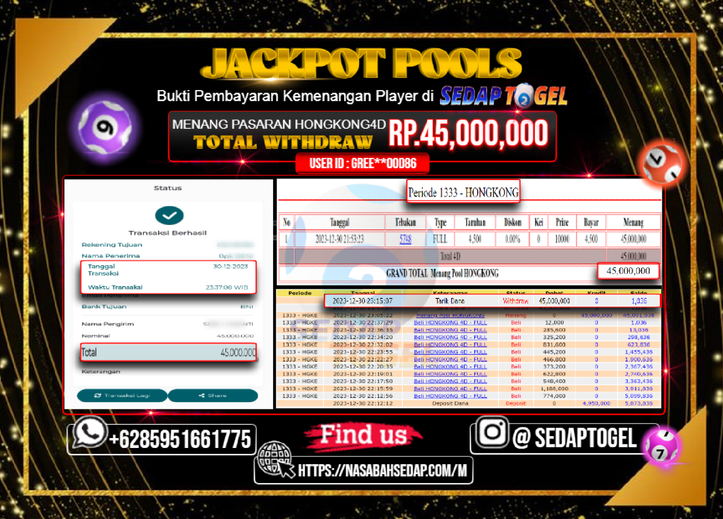 bukti jackpot togel